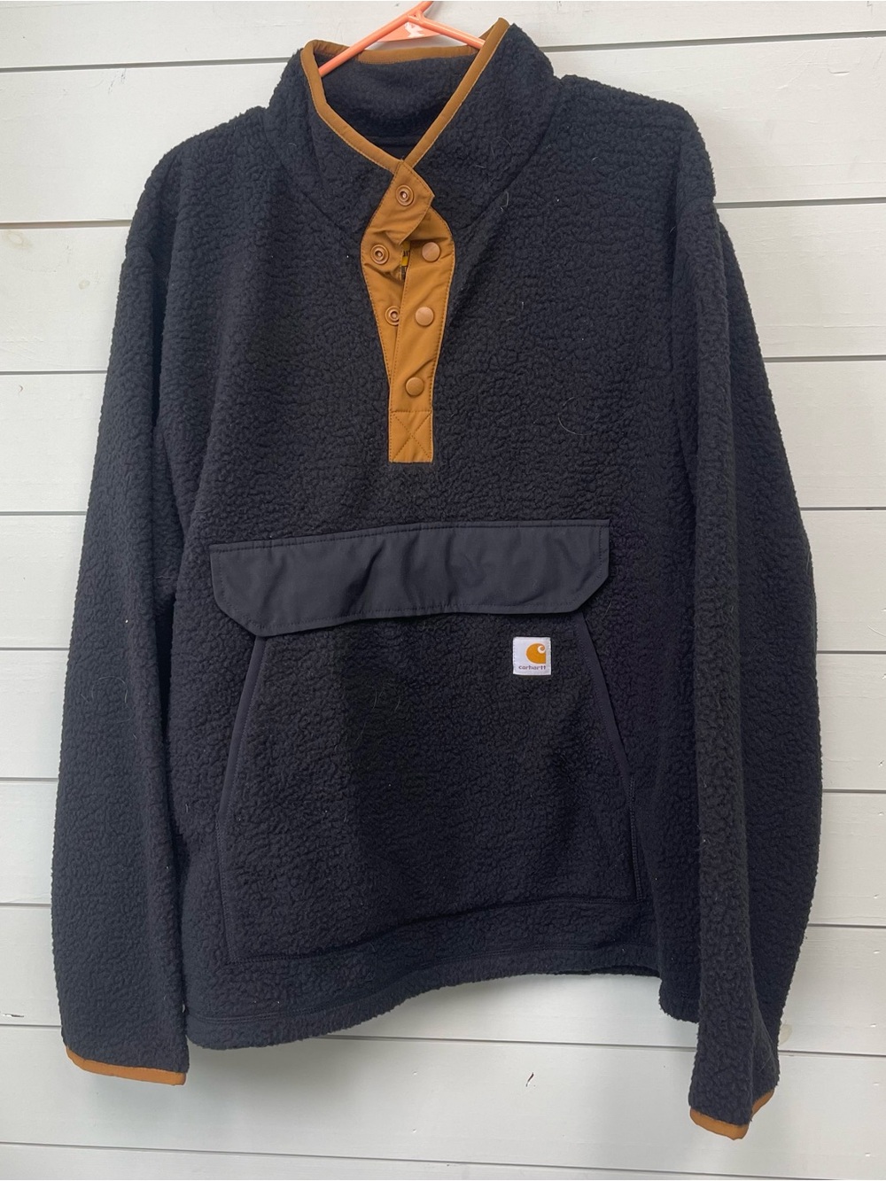 Carhartt sherpa relaxed fit pullover jacket black men's size XL NWT